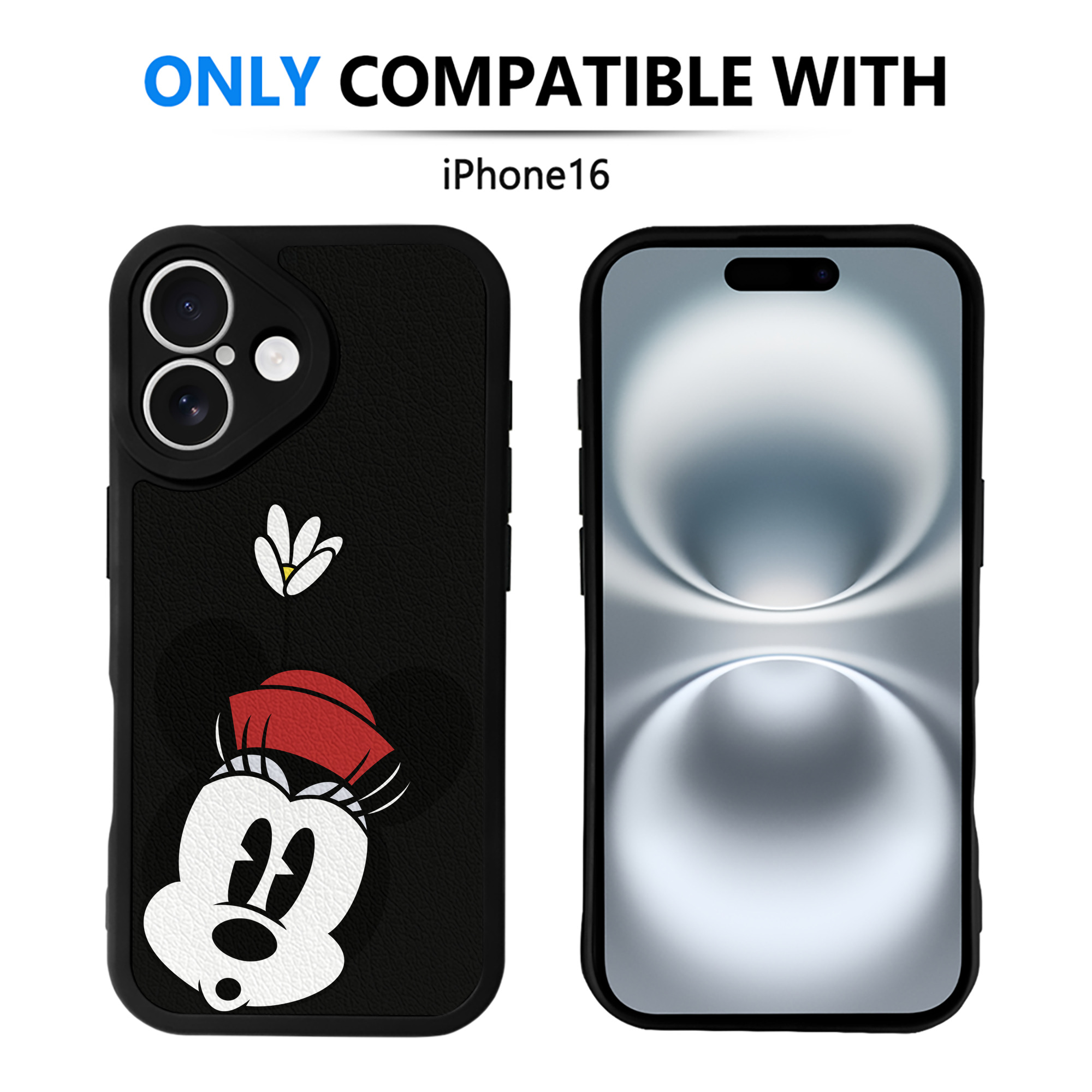 （画像用） ミッキーマウス Mickey Mouse 【iPhone 16シリーズ対応】シリコンスマホケース（レザー調） 材質：シリコン